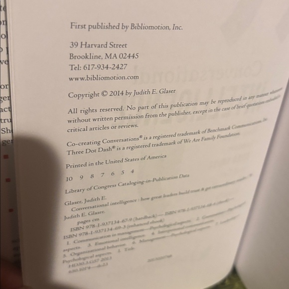 Conversational Intelligence Book by Judith E. Glaser - Picture 5 of 6